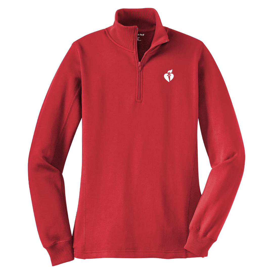 Ladies Embroidered Heart & Torch Quarter Zip – ShopHeart.org