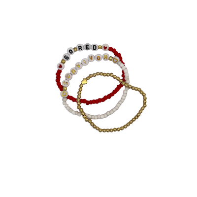 Go Red Together Beaded Bracelets - Set of 3