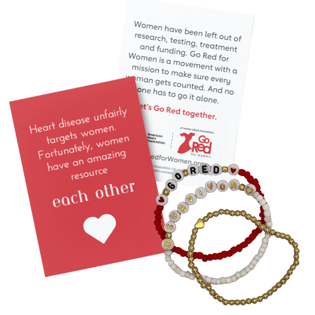 Go Red Together Beaded Bracelets Set of 3 ShopHeart