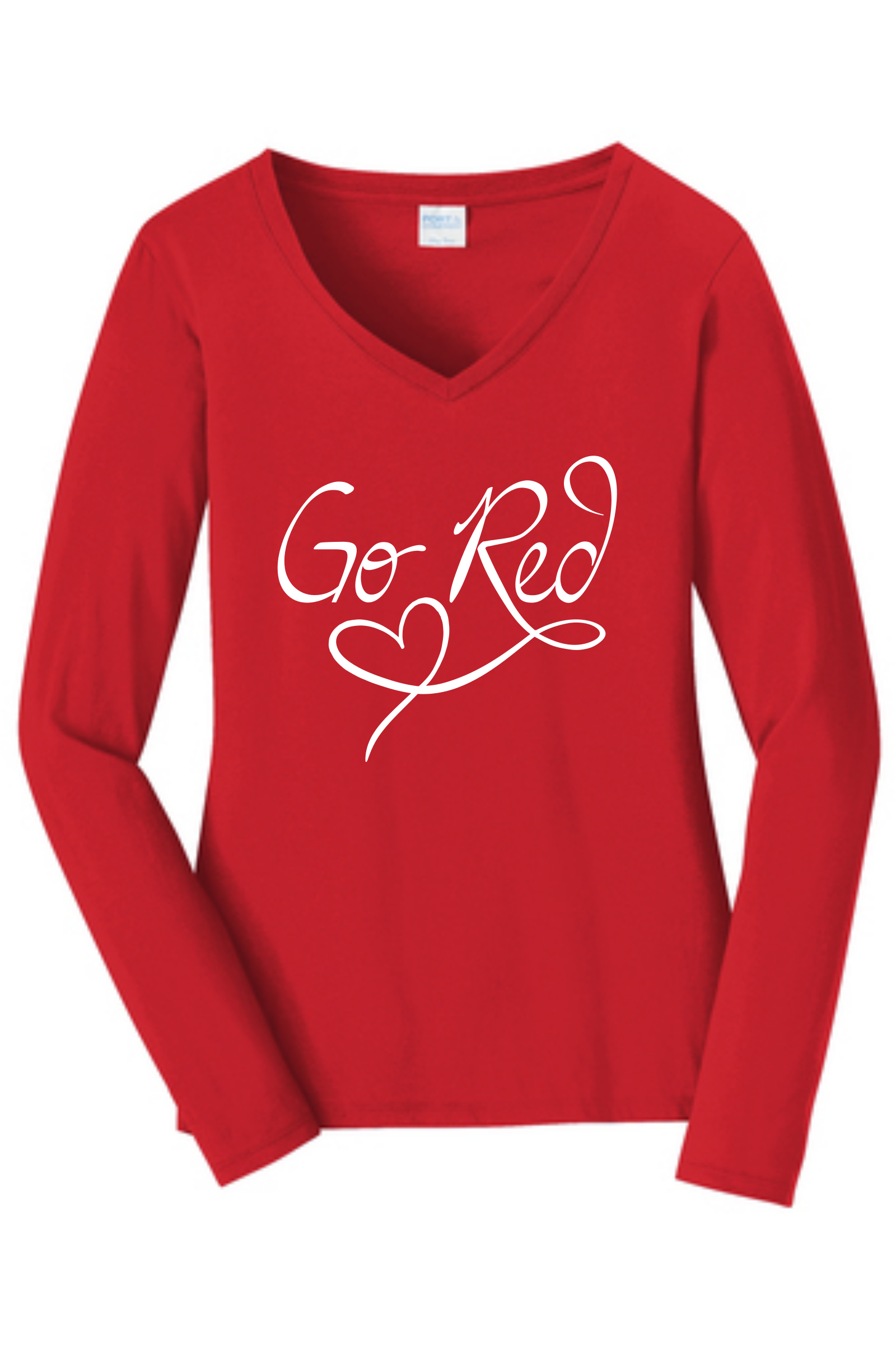 Go Red Script Long Sleeve V-Neck Tee – ShopHeart.org