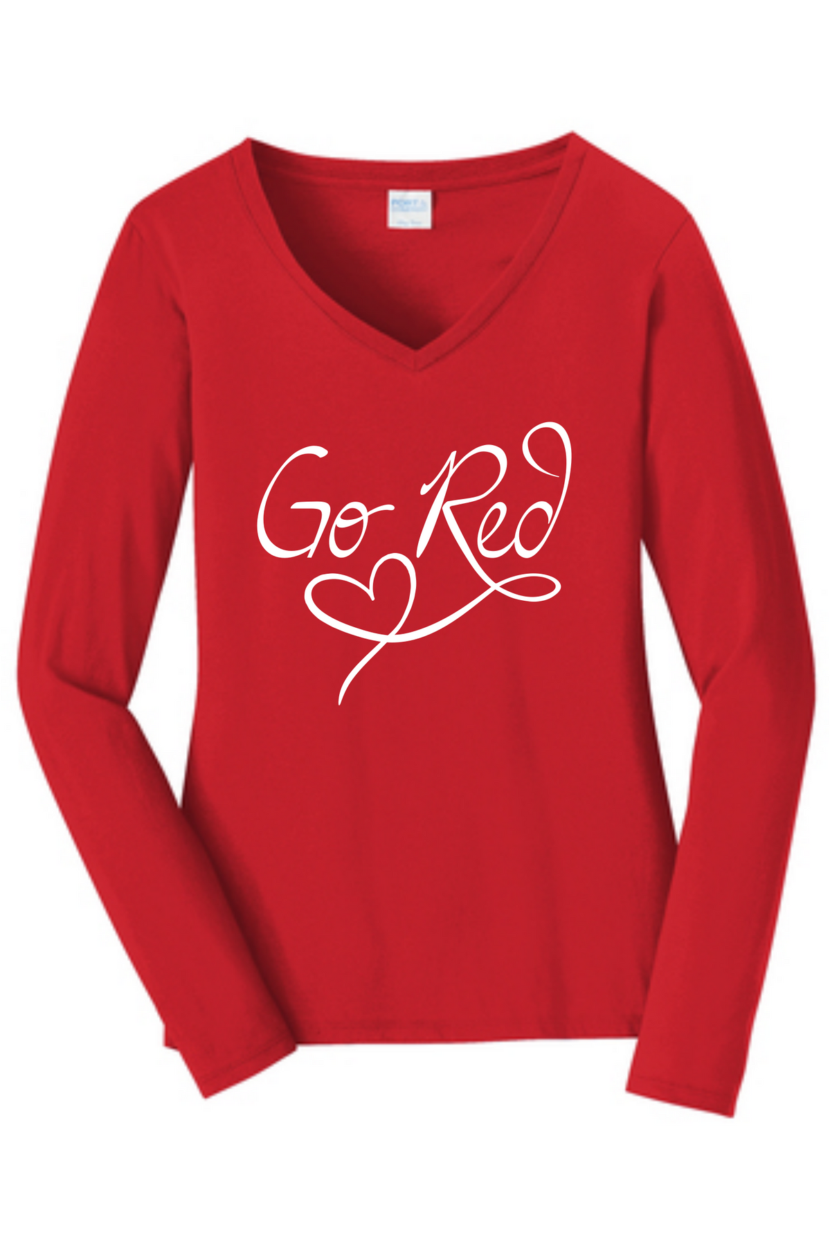 Go Red Script Long Sleeve V-Neck Tee – ShopHeart.org