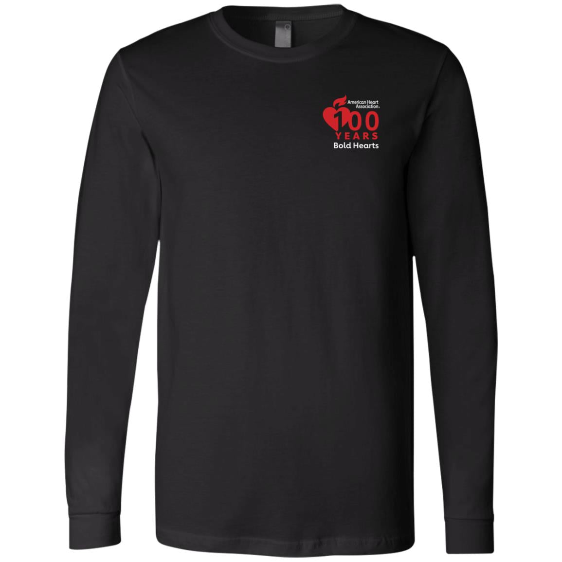 long sleeve tee with AHA Bold Hearts logo on front chest