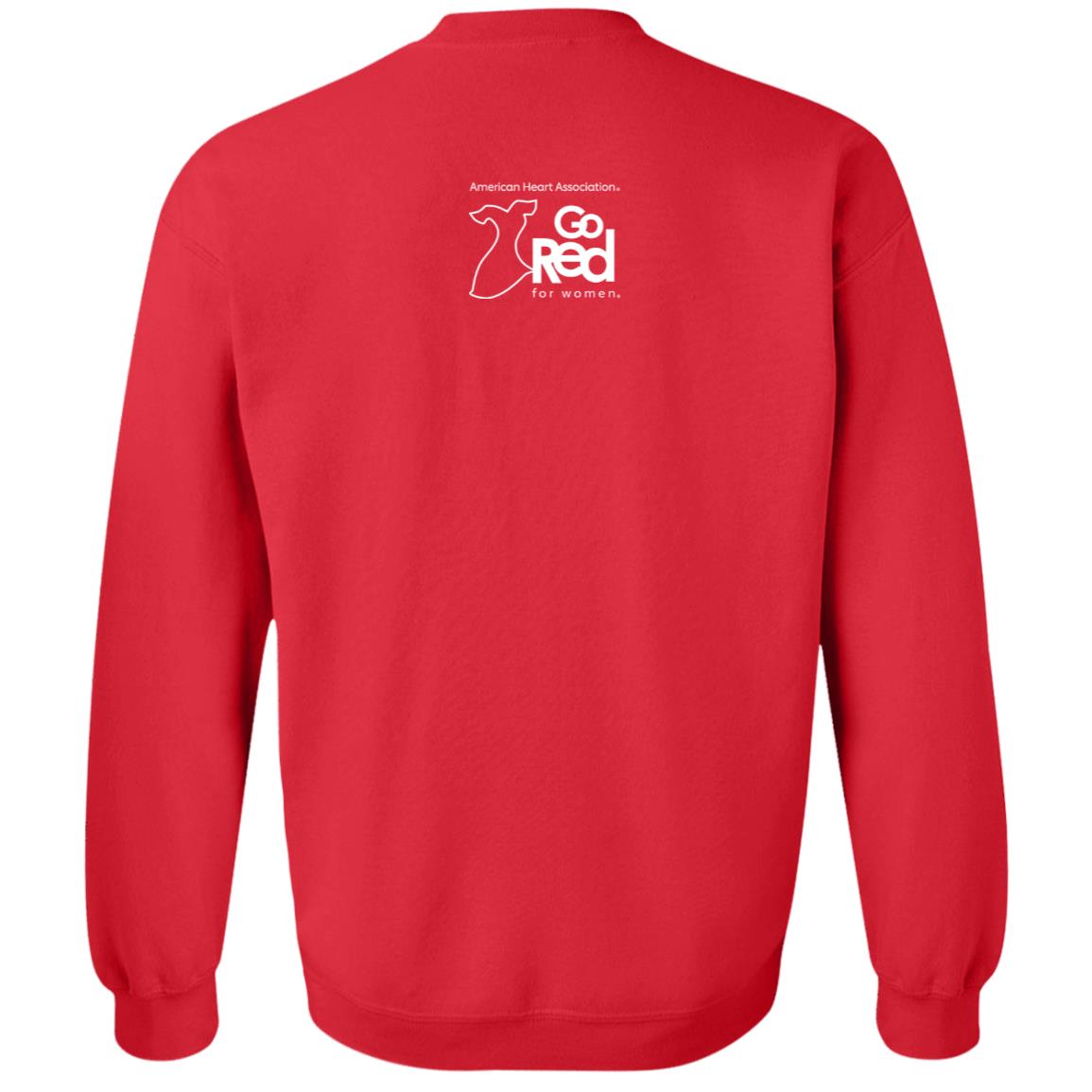 Red crewneck sweatshirt - back. Go Red for Women logo top center.