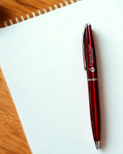 Pen featured on a notebook.