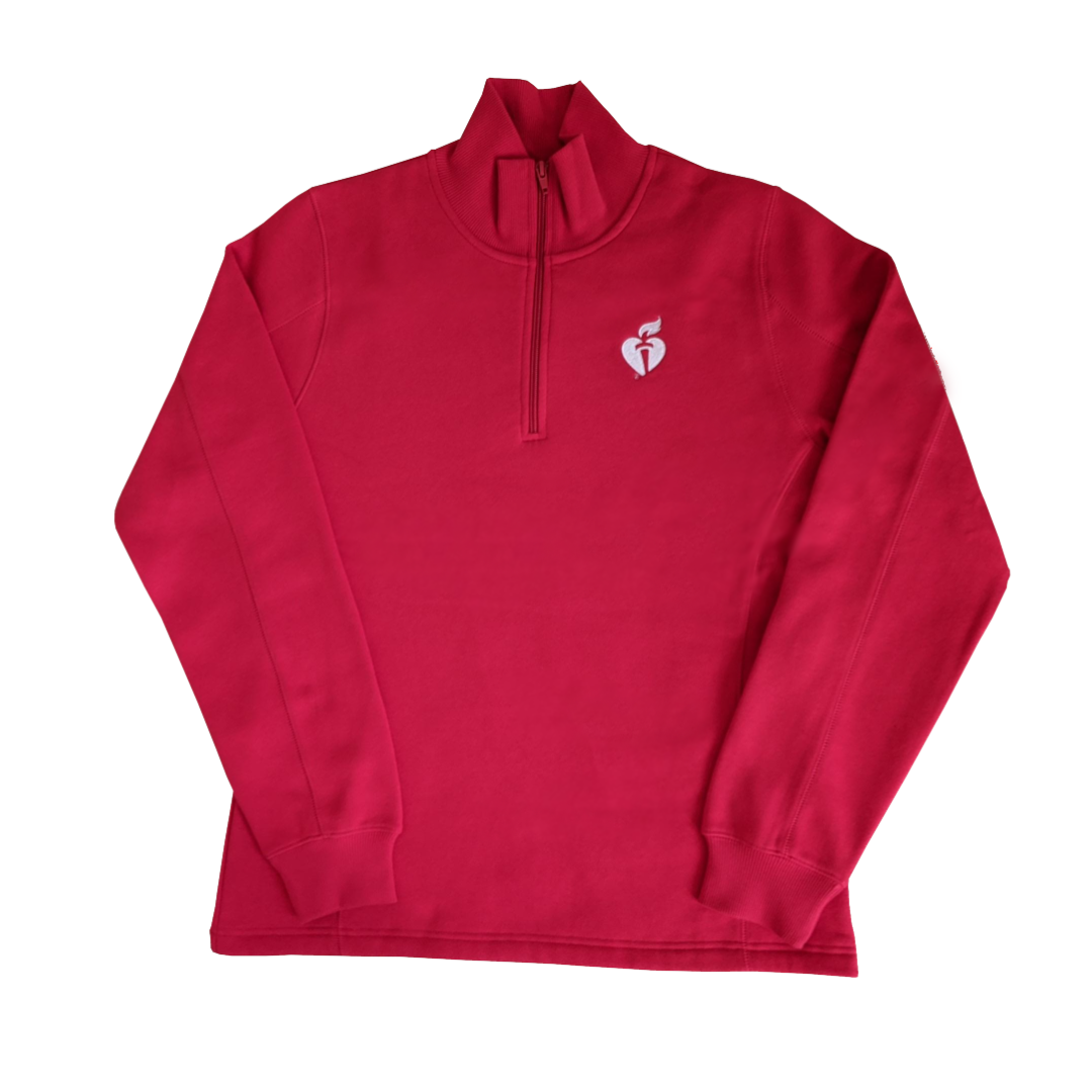 Ladies Embroidered Heart & Torch Quarter Zip – ShopHeart.org