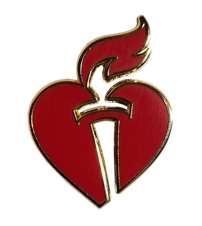 AHA Heart/Torch Lapel Pin, Butterfly Clasp - Pack of 5