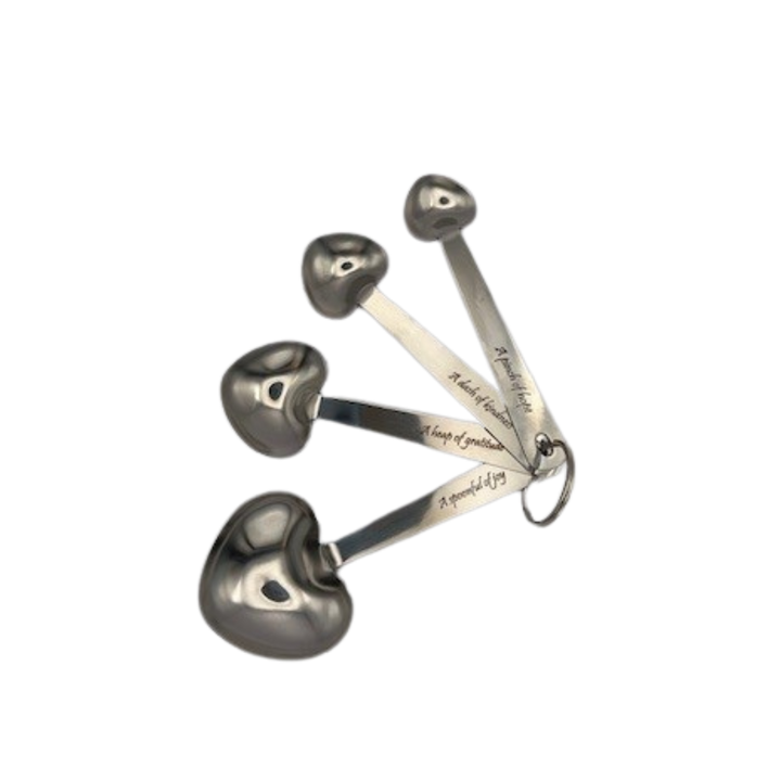 FASHIONCRAFT Love Beyond Measure Heart Measuring Spoons - Stainless Steel, Wedding Favor Set