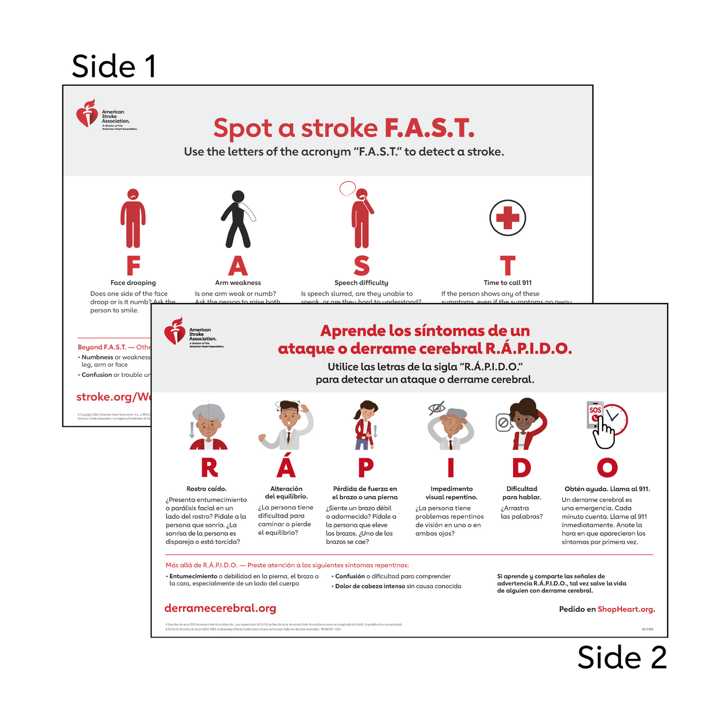 Stroke Warning Signs Poster Set - Bilingual