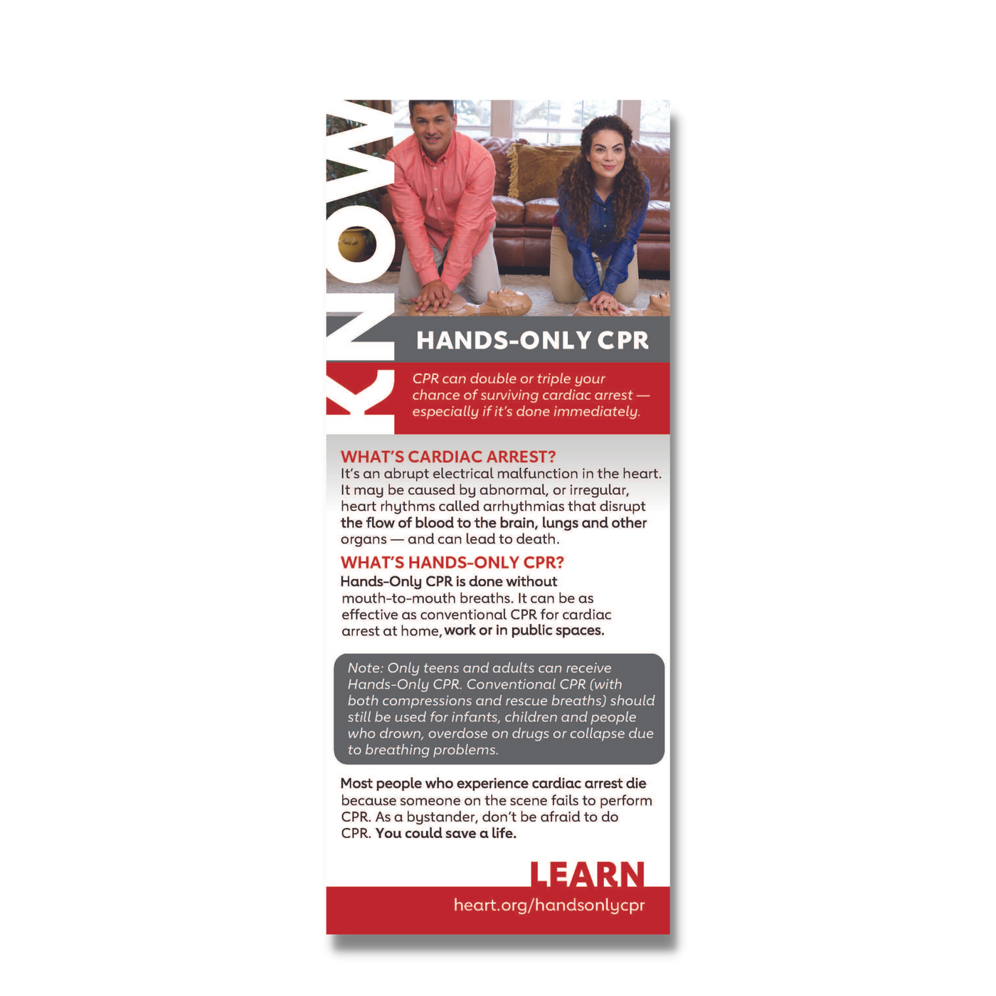 Know and Go, Hands-Only CPR - Pack of 25