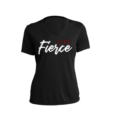 Live Fierce Ladies Short Sleeve V-Neck Black Shirt