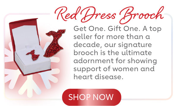 Dazzling Crystal Red Dress Brooch –