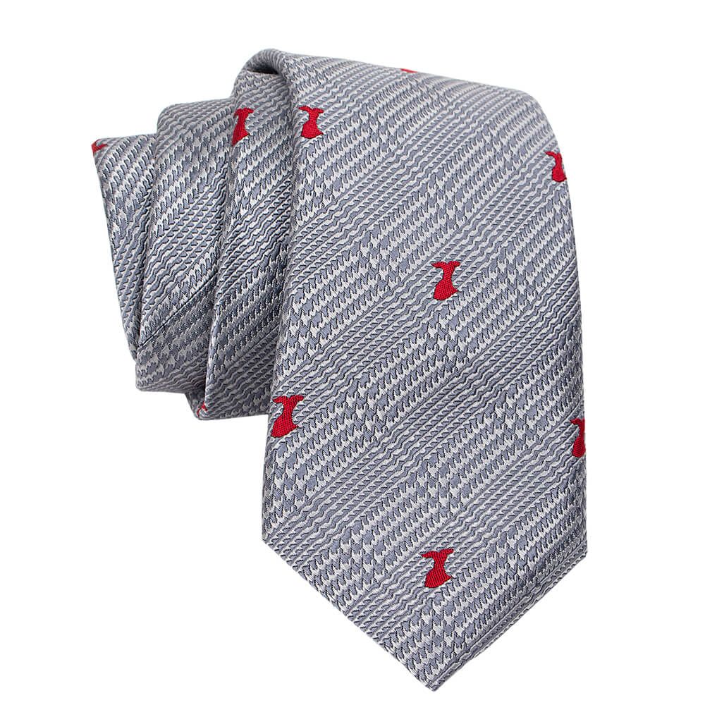 Glen Plaid Grey & Red Necktie